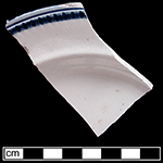 Unscalloped and  impressed plate - Collected by George L. Miller in 1986 in Hanley.  Cannot be attributed to a specific pottery.